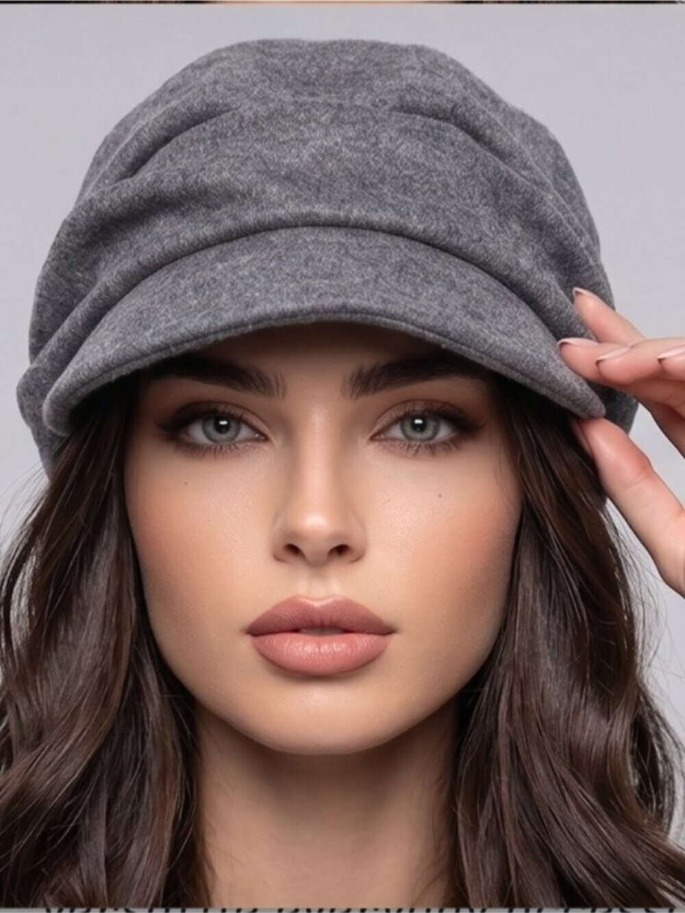 Slouchy Newsboy Cap Ruched Visor Beret Beanie Hat Grey - Picture 4 of 5